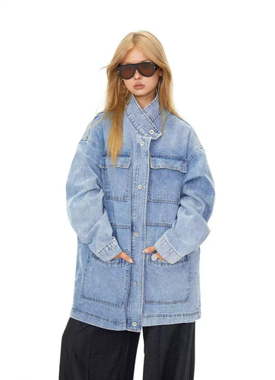 BB Oversized Multiple Pockets Denim Jacket-korean-fashion-Jacket-BB's Closet-OH Garments