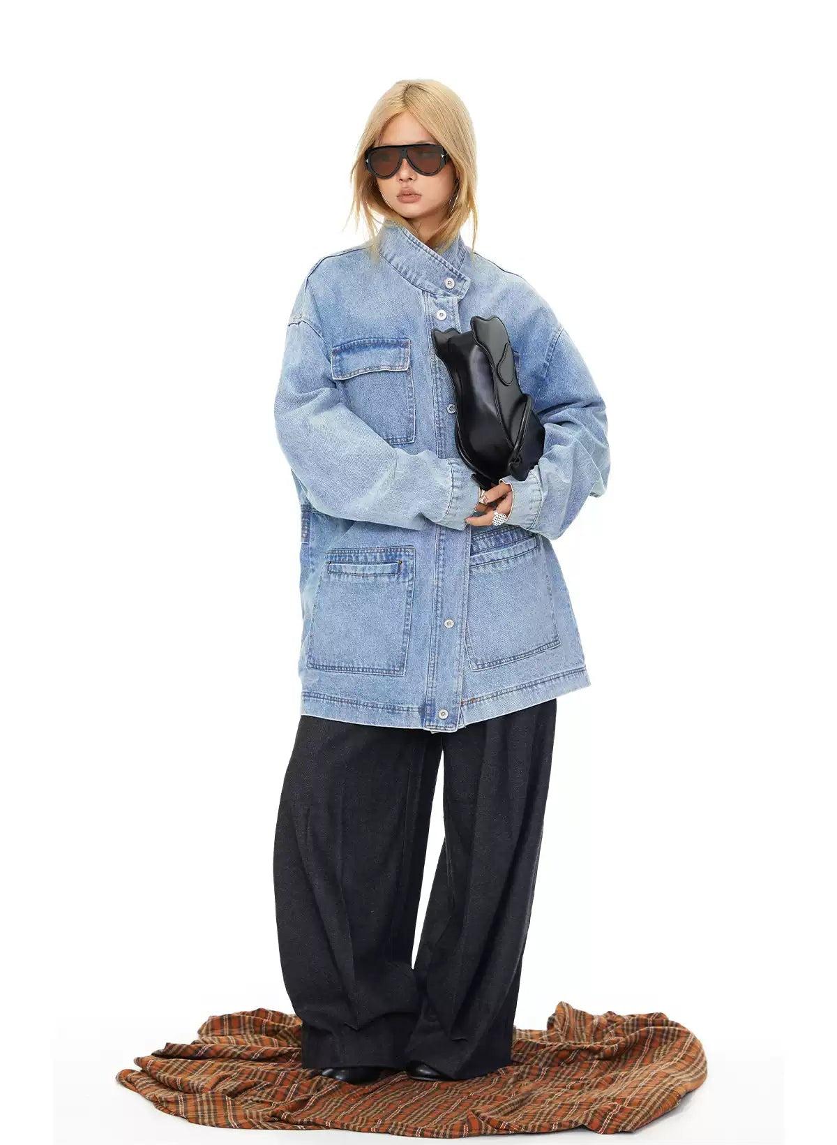 BB Oversized Multiple Pockets Denim Jacket-korean-fashion-Jacket-BB's Closet-OH Garments