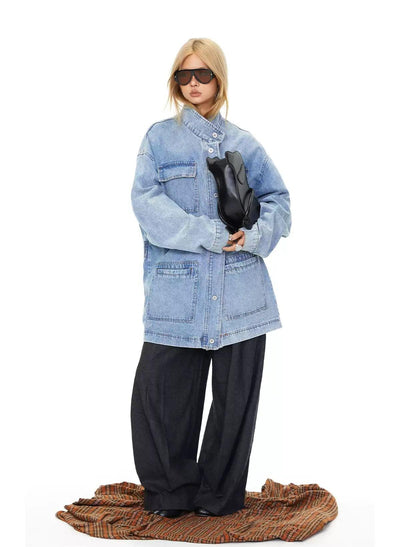 BB Oversized Multiple Pockets Denim Jacket-korean-fashion-Jacket-BB's Closet-OH Garments