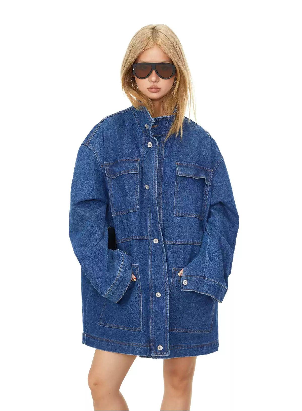 BB Oversized Multiple Pockets Denim Jacket-korean-fashion-Jacket-BB's Closet-OH Garments