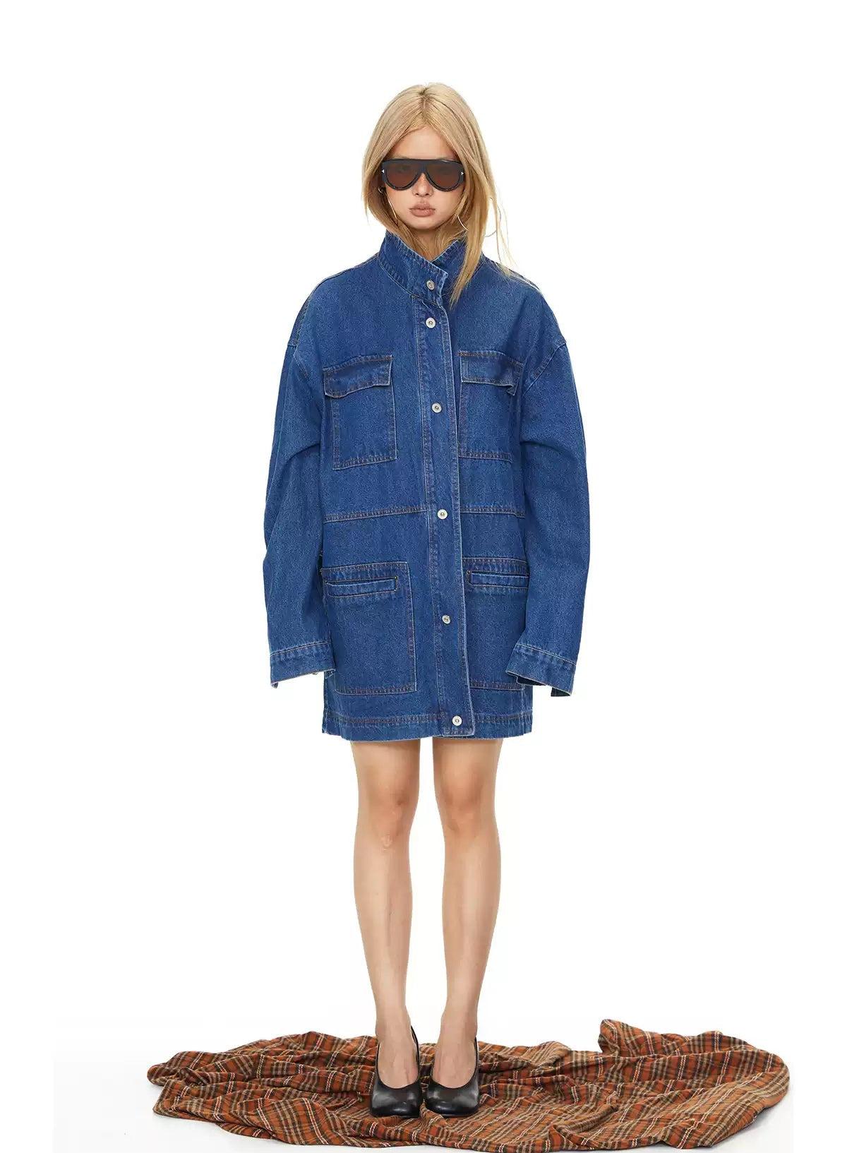 BB Oversized Multiple Pockets Denim Jacket-korean-fashion-Jacket-BB's Closet-OH Garments