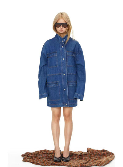 BB Oversized Multiple Pockets Denim Jacket-korean-fashion-Jacket-BB's Closet-OH Garments