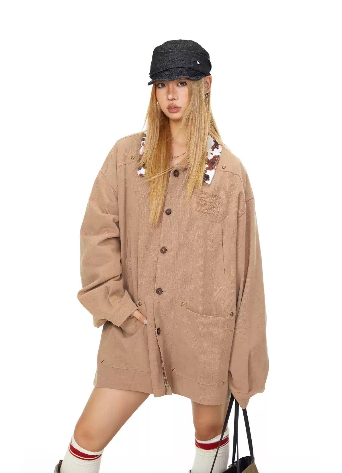 BB Patterned Collar Oversized Jacket-korean-fashion-Jacket-BB's Closet-OH Garments