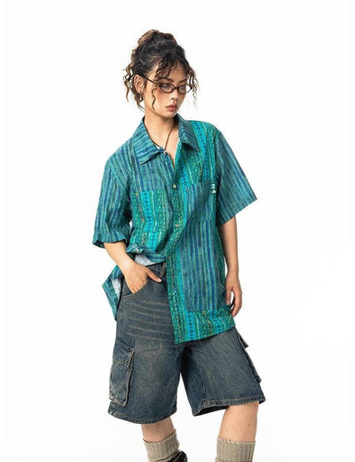 BB Patterned Tribal Stripes Shirt-korean-fashion-Shirt-BB's Closet-OH Garments