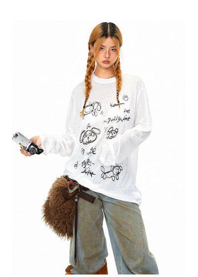 BB Pet Graphic Long Sleeve T-Shirt-korean-fashion-T-Shirt-BB's Closet-OH Garments
