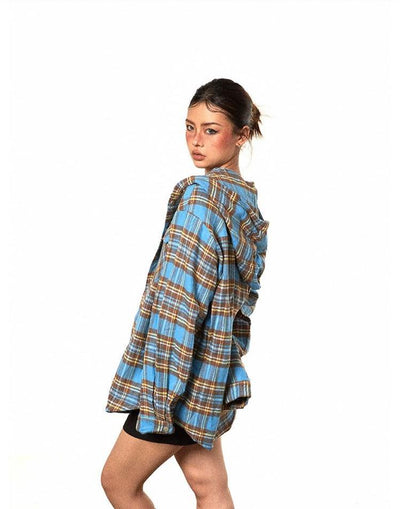 BB Plaid Buttons Hooded Shirt-korean-fashion-Shirt-BB's Closet-OH Garments