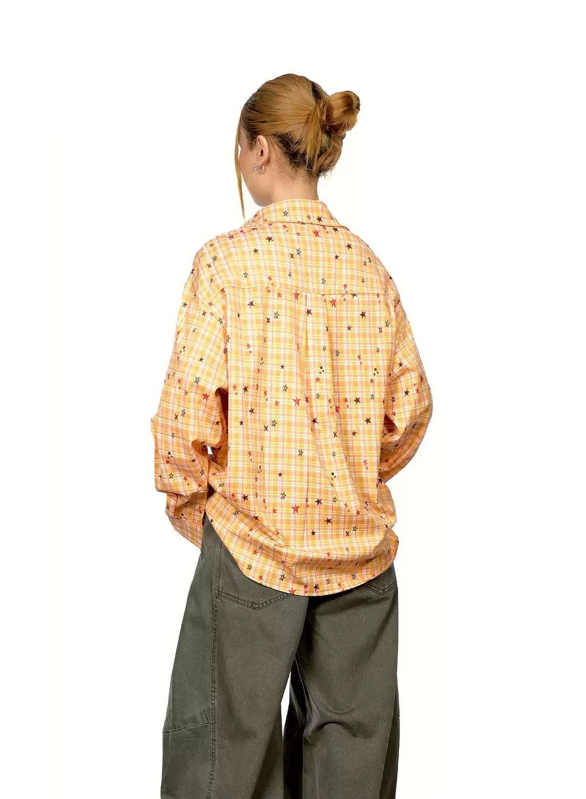BB Plaid Contrast Star Pattern Shirt-korean-fashion-Shirt-BB's Closet-OH Garments