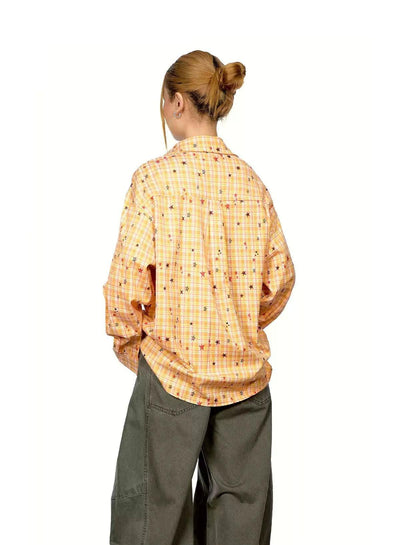 BB Plaid Contrast Star Pattern Shirt-korean-fashion-Shirt-BB's Closet-OH Garments