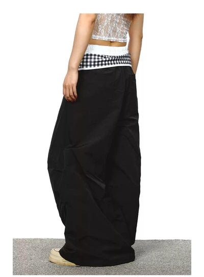 BB Plaid Contrast Wide Track Pants-korean-fashion-Pants-BB's Closet-OH Garments