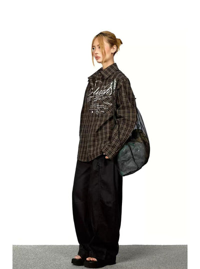 BB Plaid Letter Print Shirt-korean-fashion-Shirt-BB's Closet-OH Garments