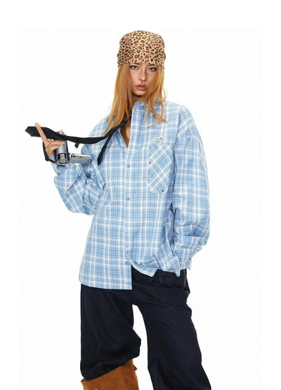 BB Plaid Star Rivet Pocket Shirt-korean-fashion-Shirt-BB's Closet-OH Garments