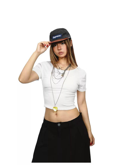 BB Plain Color Slim Cropped T-Shirt-korean-fashion-T-Shirt-BB's Closet-OH Garments