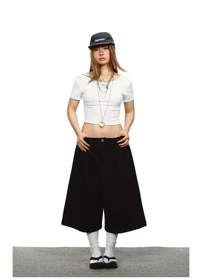 BB Plain Color Slim Cropped T-Shirt-korean-fashion-T-Shirt-BB's Closet-OH Garments
