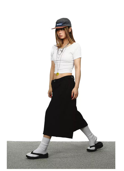 BB Plain Color Slim Cropped T-Shirt-korean-fashion-T-Shirt-BB's Closet-OH Garments