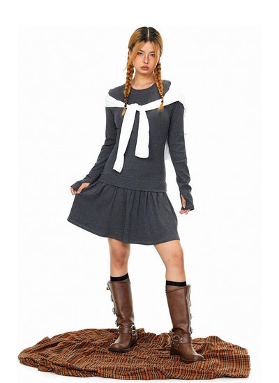 BB Plain Comfty Slim Long Sleeve Dress-korean-fashion-Dress-BB's Closet-OH Garments