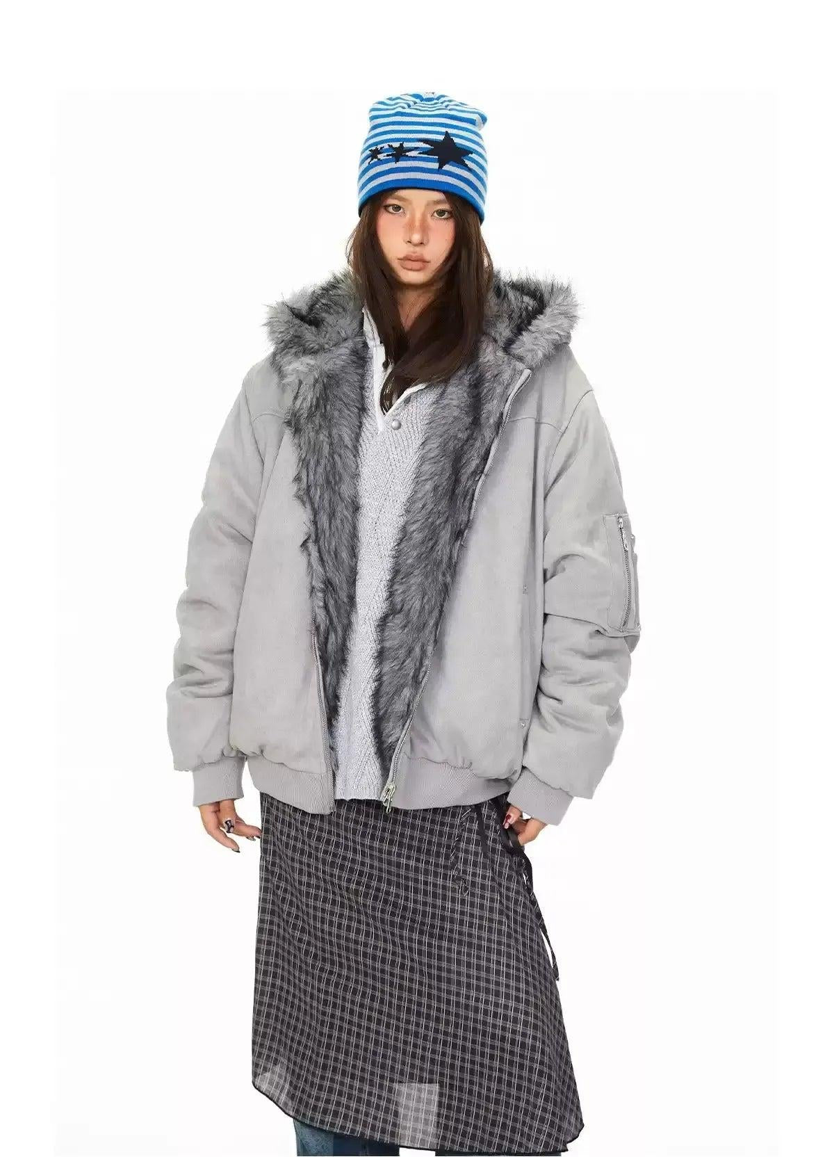 BB Plush Fur-Lined Hooded Jacket-korean-fashion-Jacket-BB's Closet-OH Garments