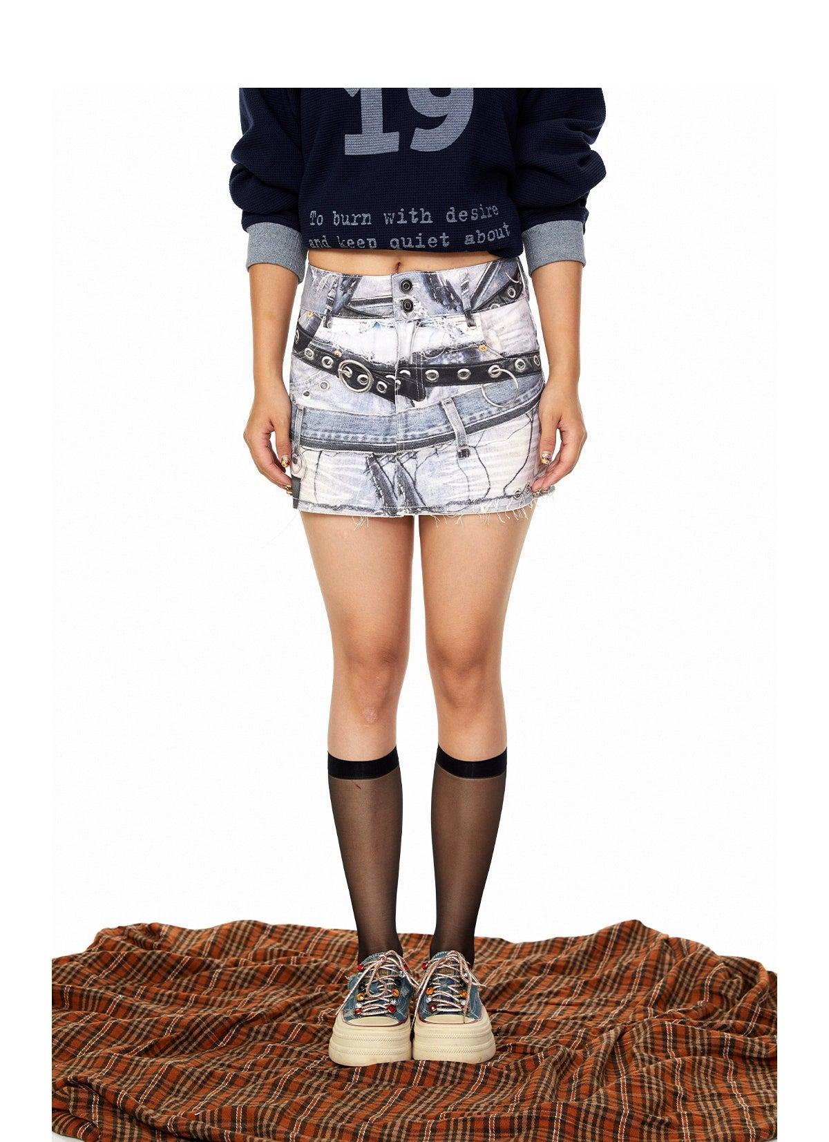 BB Printed Graphic Short Skirt-korean-fashion-Skirt-BB's Closet-OH Garments