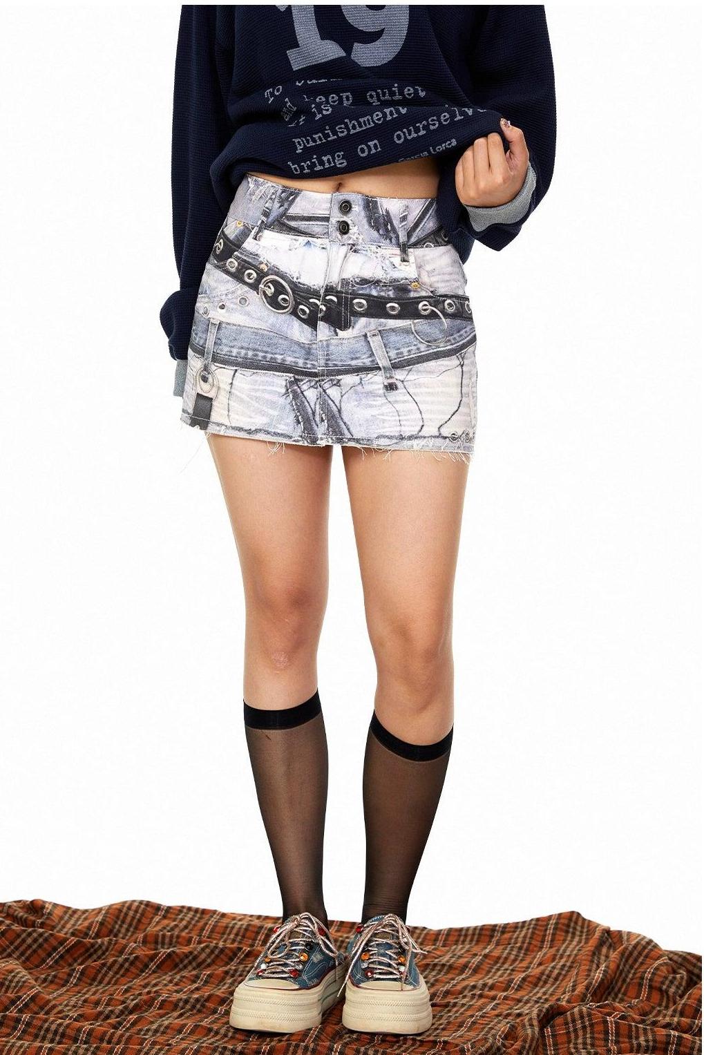BB Printed Graphic Short Skirt-korean-fashion-Skirt-BB's Closet-OH Garments