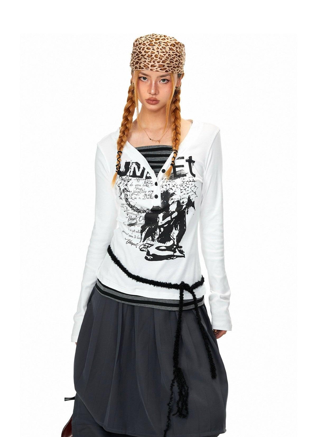 BB Printed Slim Fit Blouse-korean-fashion-Blouse-BB's Closet-OH Garments