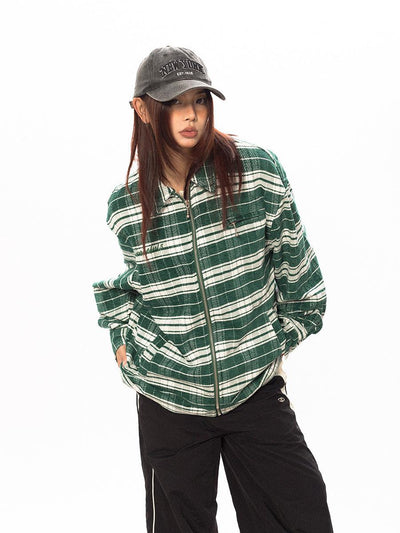 BB Regular Fit Plaid Zipped Jacket-korean-fashion-Jacket-BB's Closet-OH Garments