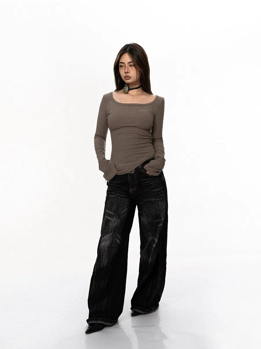 BB Reversible Print Slim Fit Long Sleeve T-Shirt-korean-fashion-T-Shirt-BB's Closet-OH Garments