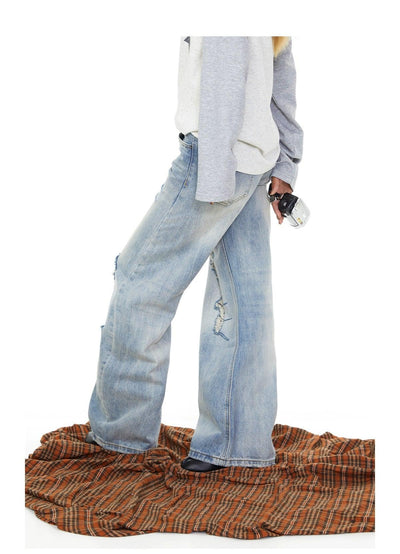 BB Ripped Lines Straight Leg Jeans-korean-fashion-Jeans-BB's Closet-OH Garments