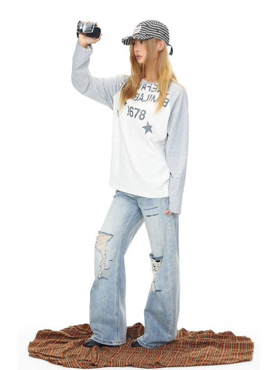 BB Ripped Lines Straight Leg Jeans-korean-fashion-Jeans-BB's Closet-OH Garments
