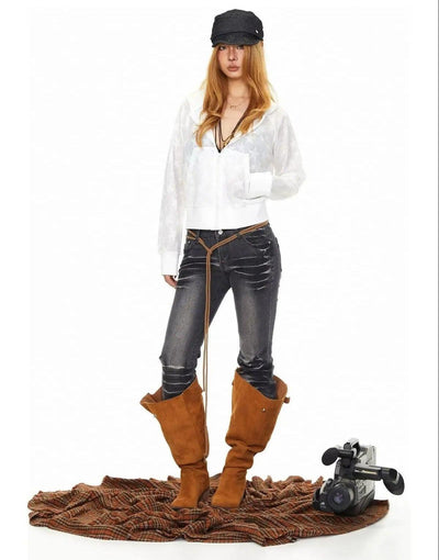 BB Rippled Wash Slim Fit Jeans-korean-fashion-Jeans-BB's Closet-OH Garments