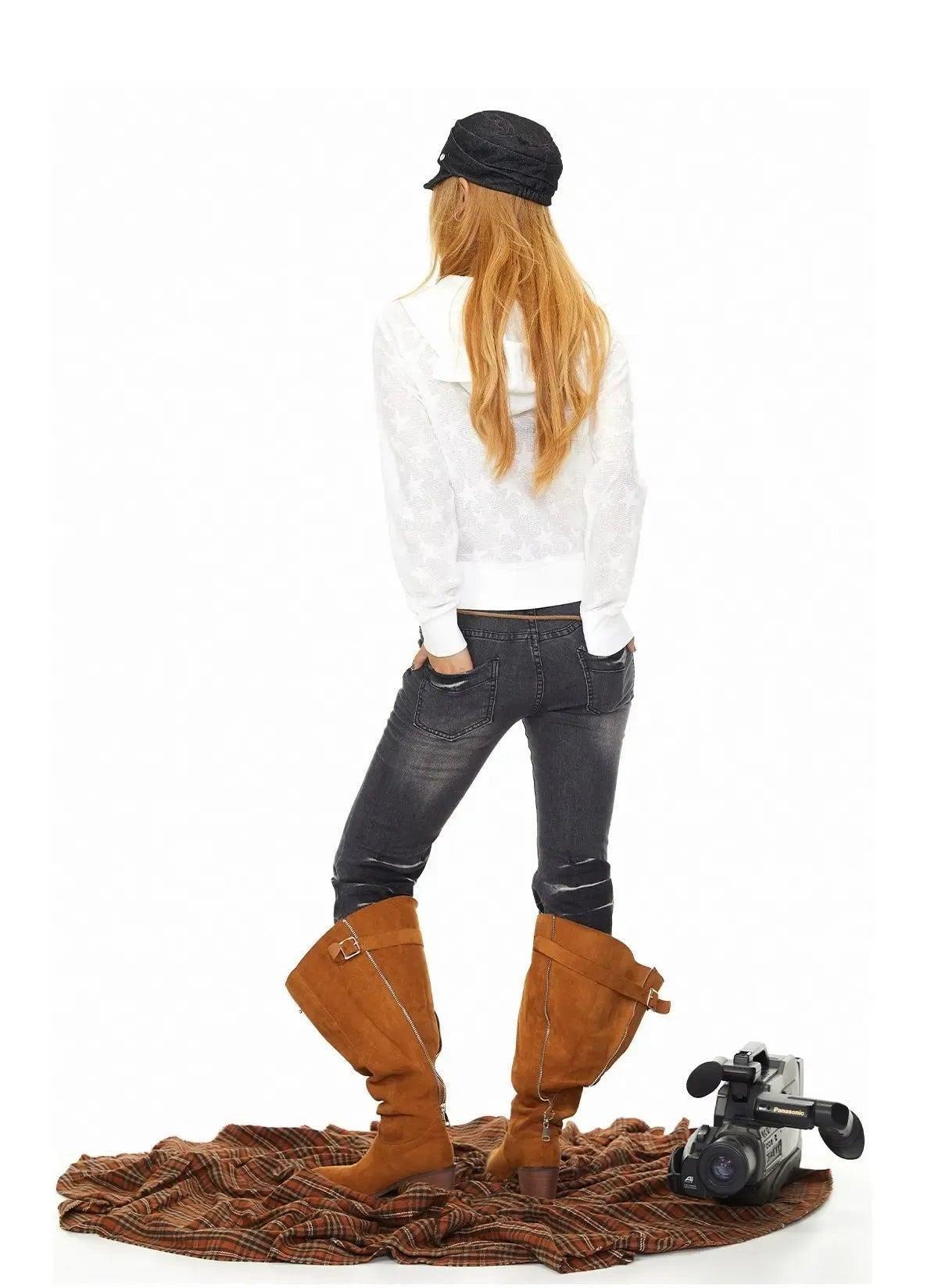 BB Rippled Wash Slim Fit Jeans-korean-fashion-Jeans-BB's Closet-OH Garments