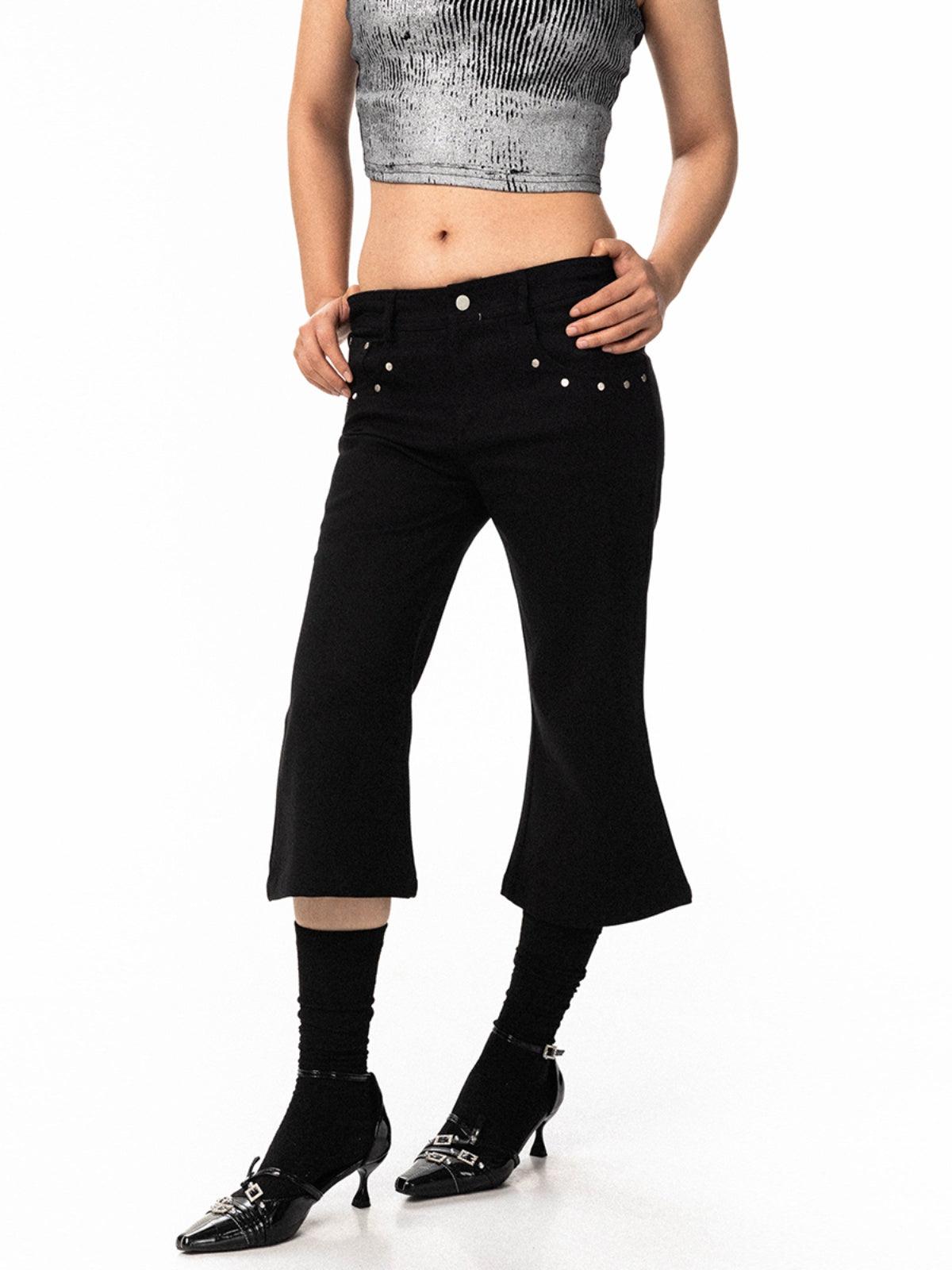 BB Rivet Cropped Flared Jeans-korean-fashion-Jeans-BB's Closet-OH Garments