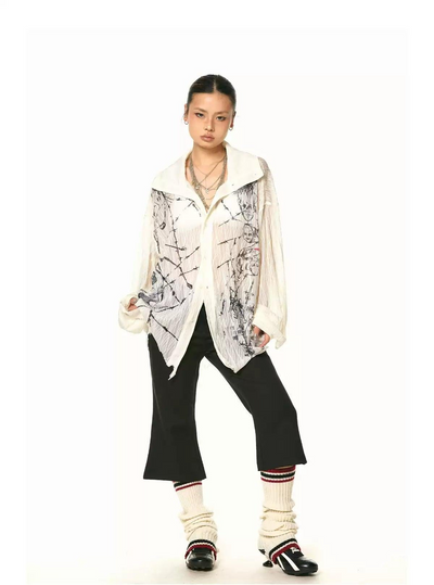 BB Sheer Textured Shirt-korean-fashion-Shirt-BB's Closet-OH Garments