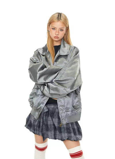 BB Shine Splice Zipped Jacket-korean-fashion-Jacket-BB's Closet-OH Garments