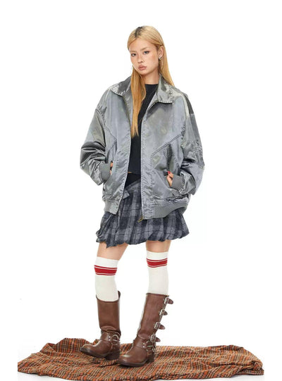 BB Shine Splice Zipped Jacket-korean-fashion-Jacket-BB's Closet-OH Garments