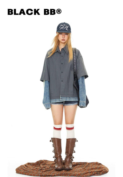 BB Shirt Layered Denim Jacket-korean-fashion-Jacket-BB's Closet-OH Garments