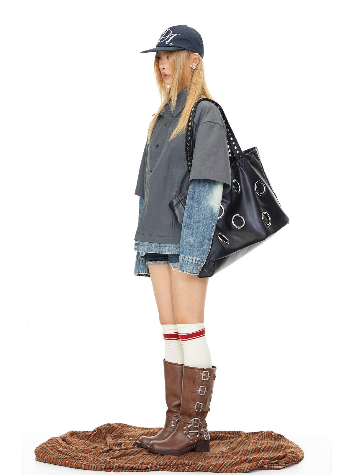 BB Shirt Layered Denim Jacket-korean-fashion-Jacket-BB's Closet-OH Garments