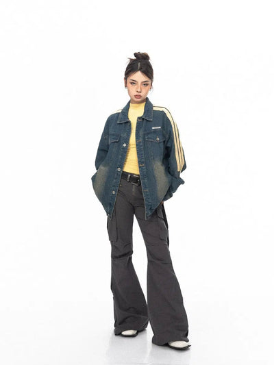 BB Side Contrast Tape Denim Jacket-korean-fashion-Jacket-BB's Closet-OH Garments