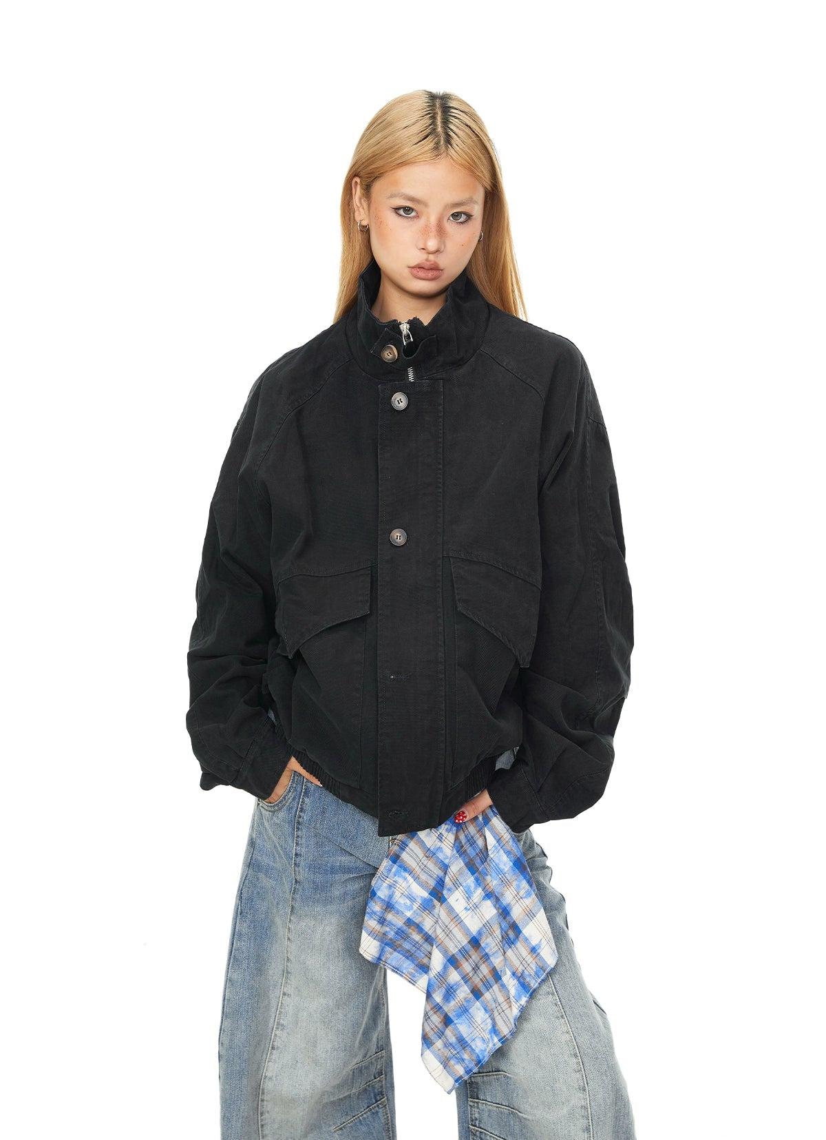 BB Side Tilt Pockets Denim Jacket-korean-fashion-Jacket-BB's Closet-OH Garments