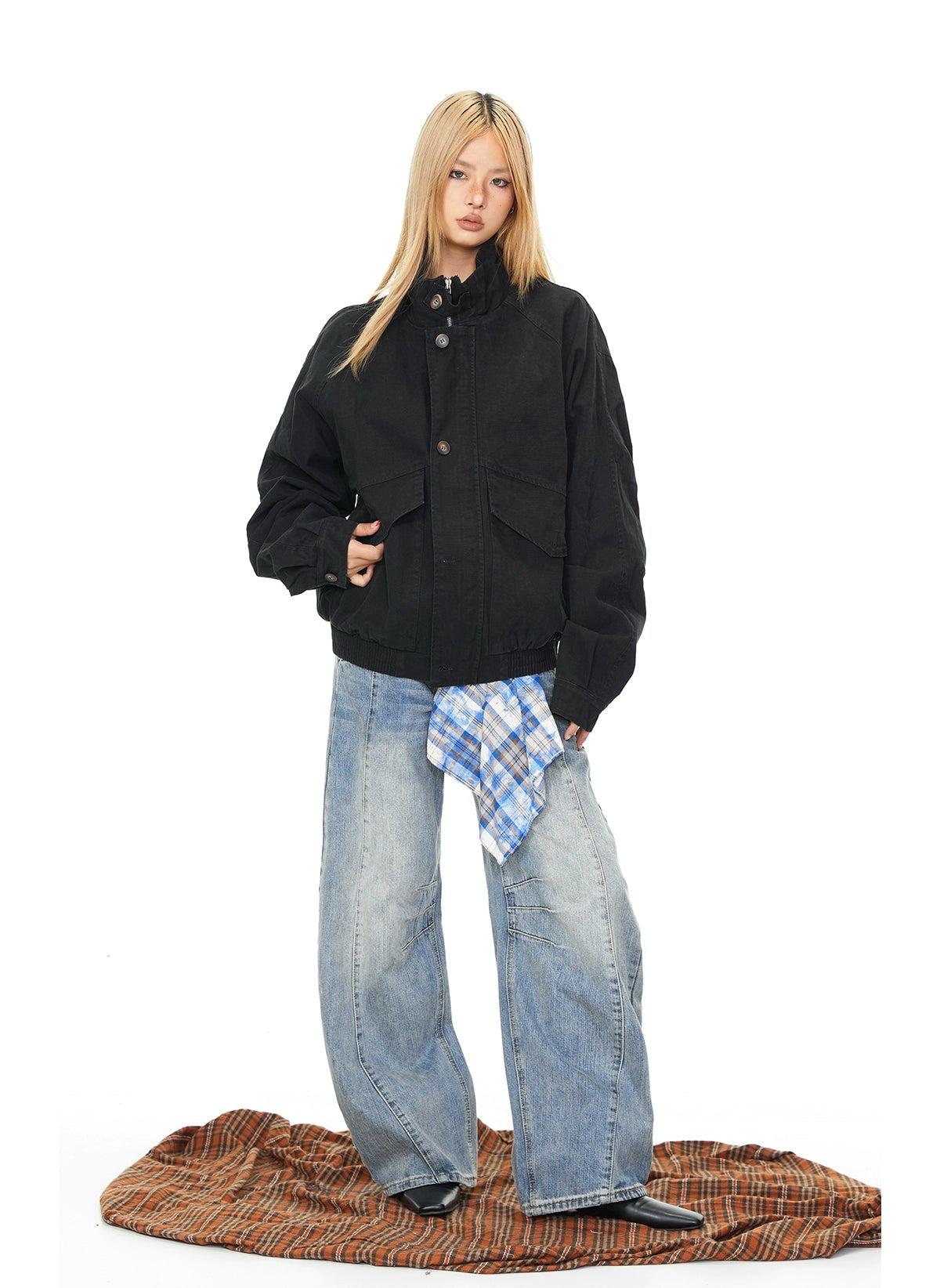 BB Side Tilt Pockets Denim Jacket-korean-fashion-Jacket-BB's Closet-OH Garments