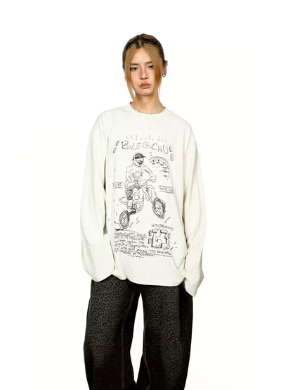 BB Sketch Graffiti Long Sleeve T-Shirt-korean-fashion-T-Shirt-BB's Closet-OH Garments