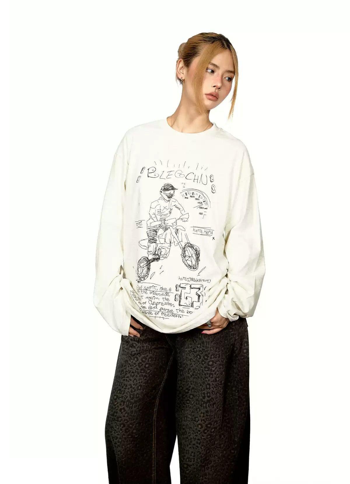 BB Sketch Graffiti Long Sleeve T-Shirt-korean-fashion-T-Shirt-BB's Closet-OH Garments