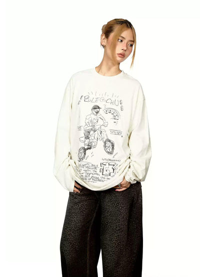 BB Sketch Graffiti Long Sleeve T-Shirt-korean-fashion-T-Shirt-BB's Closet-OH Garments