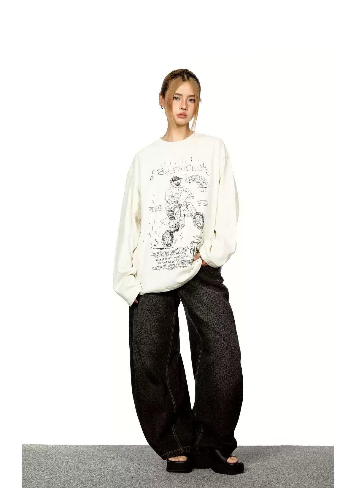 BB Sketch Graffiti Long Sleeve T-Shirt-korean-fashion-T-Shirt-BB's Closet-OH Garments