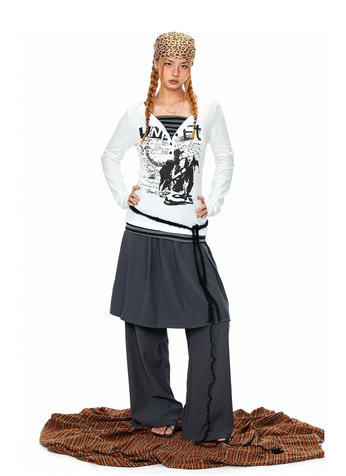 BB Skirt Layer Detail Pants-korean-fashion-Pants-BB's Closet-OH Garments