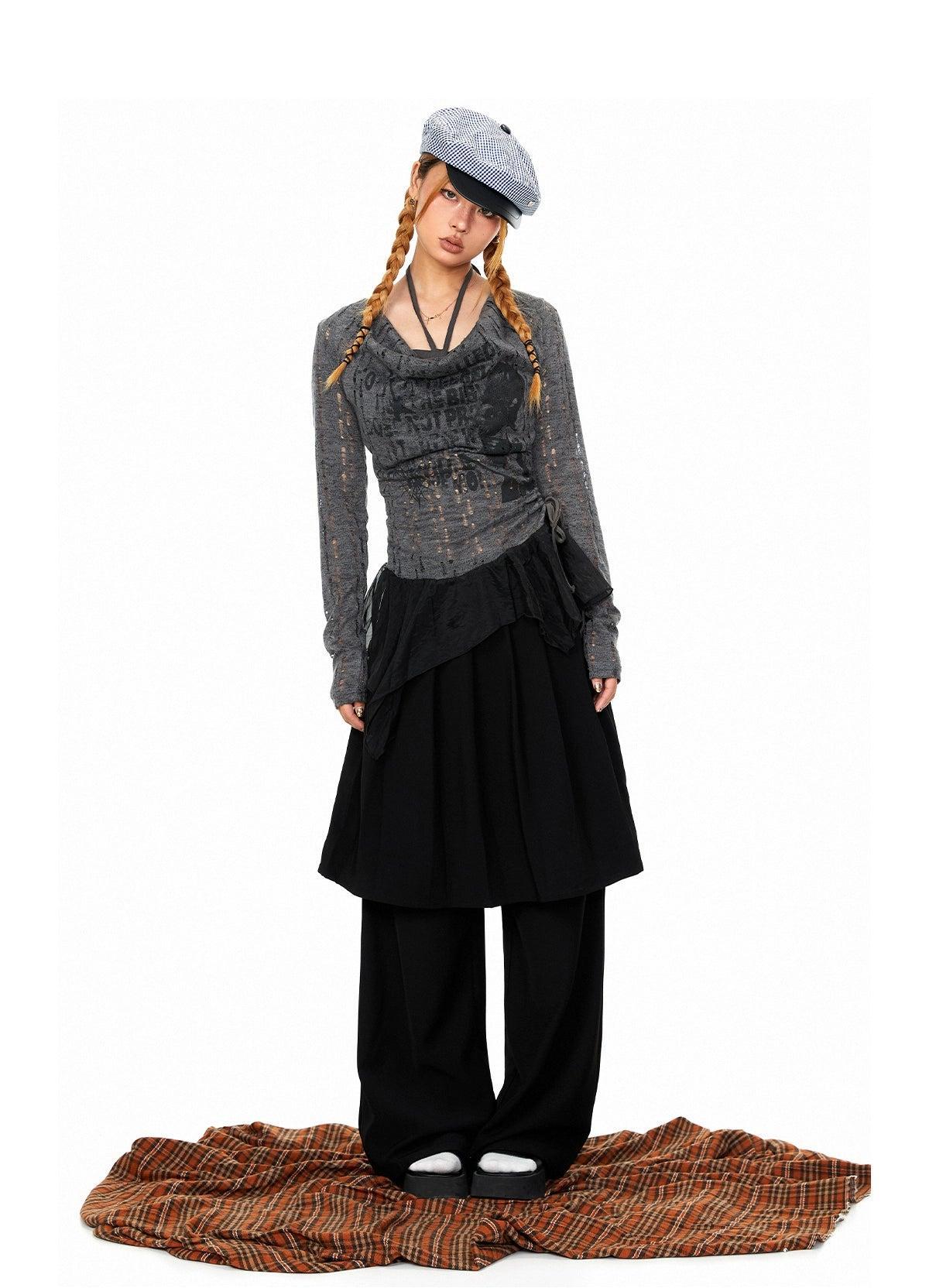 BB Skirt Layer Detail Pants-korean-fashion-Pants-BB's Closet-OH Garments