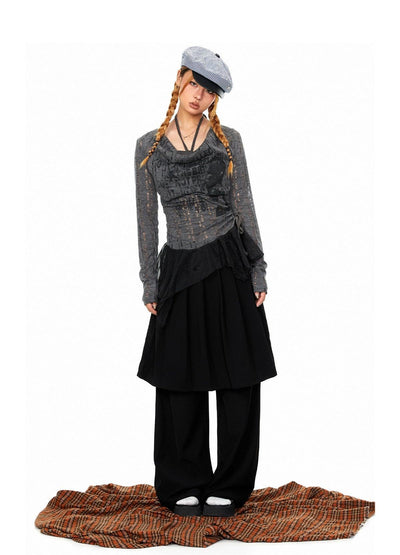 BB Skirt Layer Detail Pants-korean-fashion-Pants-BB's Closet-OH Garments