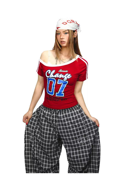 BB Slant Shoulder Lettered T-Shirt-korean-fashion-T-Shirt-BB's Closet-OH Garments