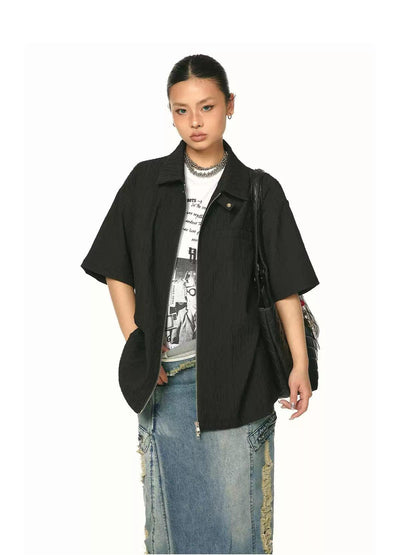 BB Solid Pleats Textured Shirt-korean-fashion-Shirt-BB's Closet-OH Garments