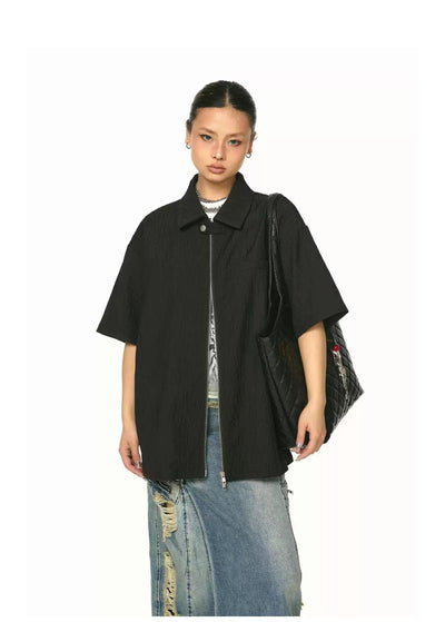 BB Solid Pleats Textured Shirt-korean-fashion-Shirt-BB's Closet-OH Garments