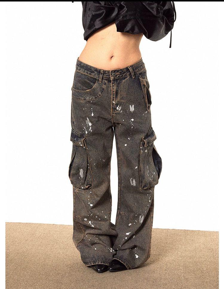 BB Splatters Cargo Style Jeans-korean-fashion-Jeans-BB's Closet-OH Garments