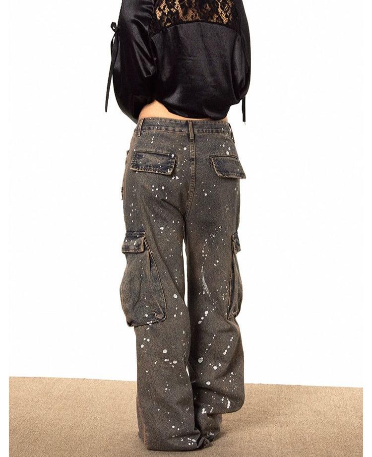 BB Splatters Cargo Style Jeans-korean-fashion-Jeans-BB's Closet-OH Garments